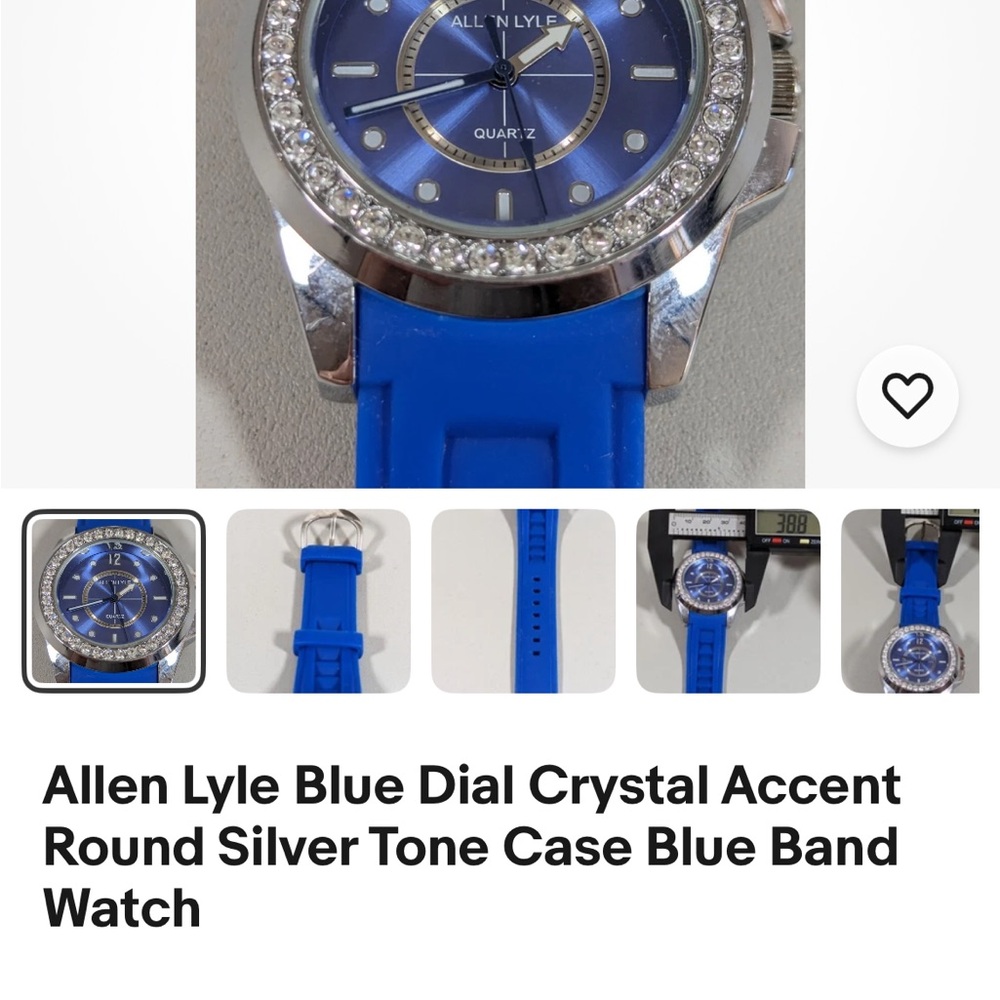 Allen Lyle Blue Dial Crystal Rhinestone Accent Watch